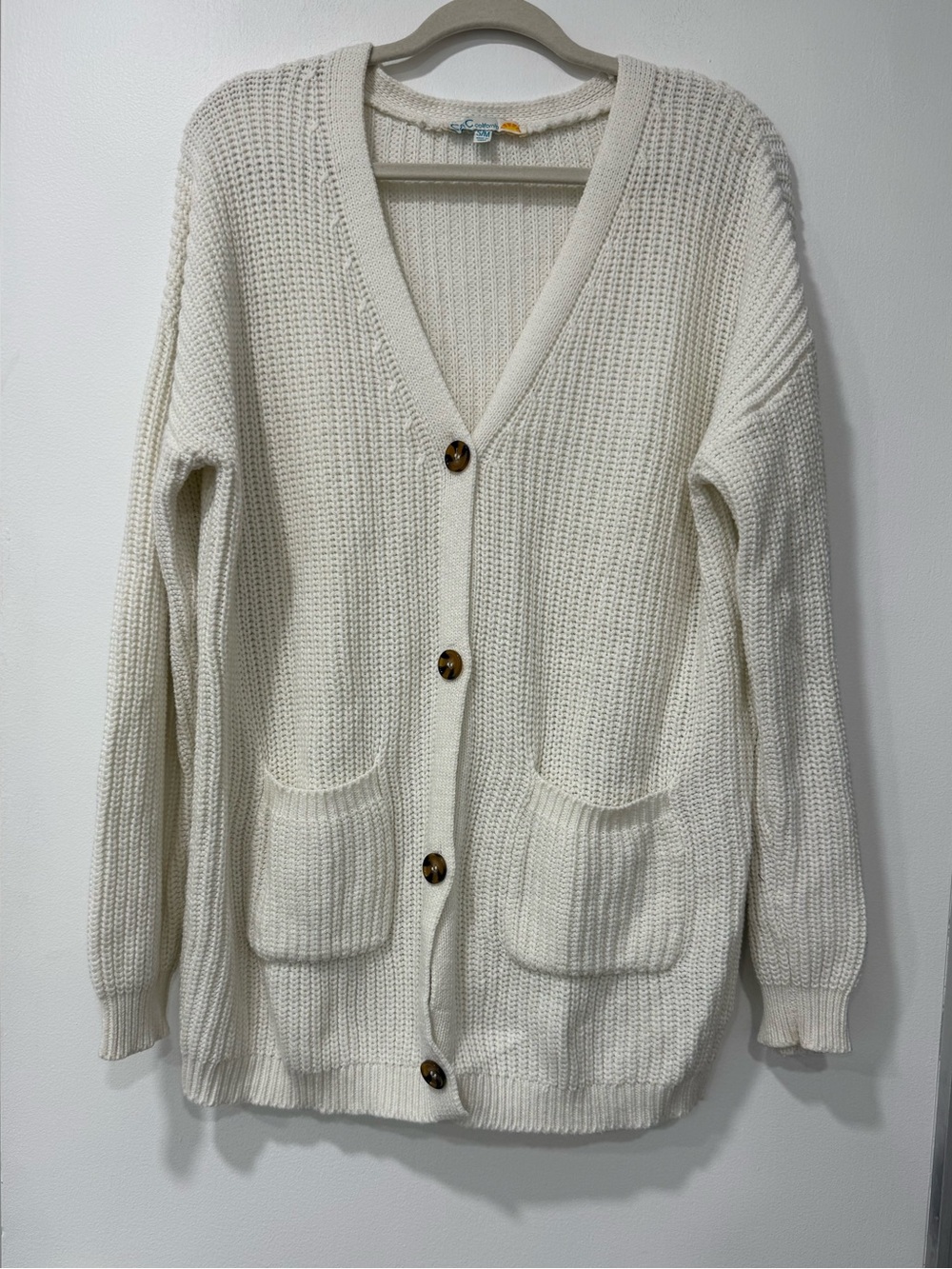 C&C California Cream Knit Button-Front Cardigan